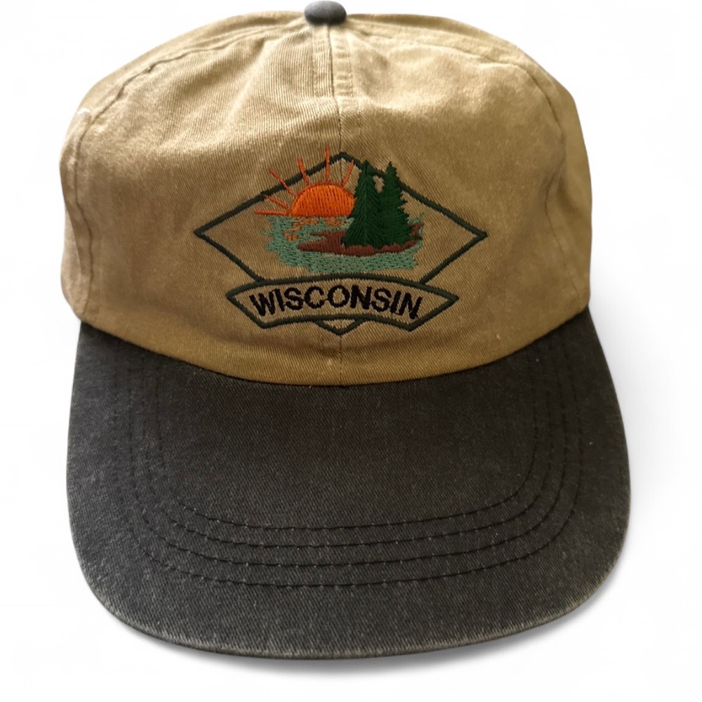 Wisconsin Embroidered Tan and Black Cap